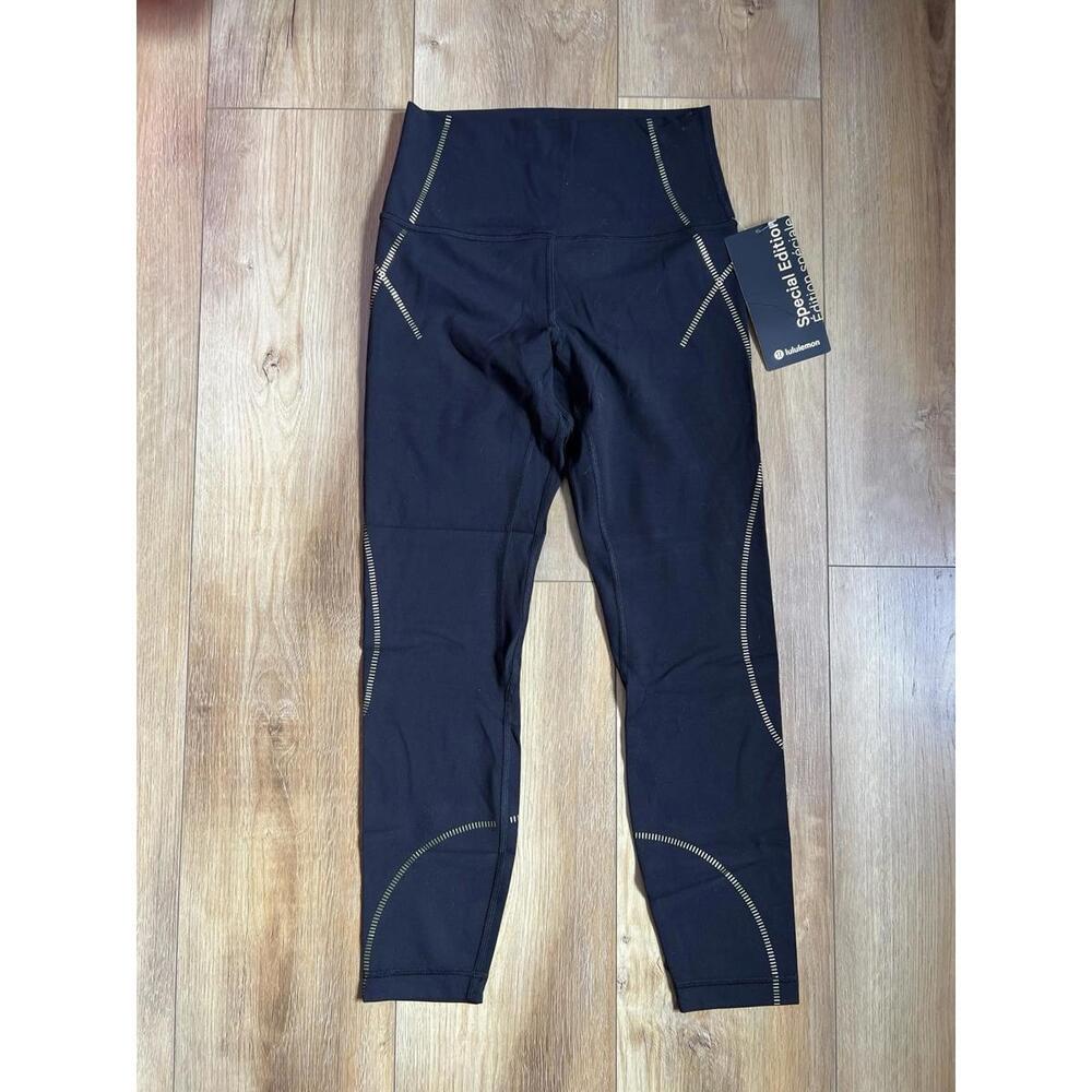 Lululemon Align High Rise Pant 25” Black Special Edition Gold NWT 6